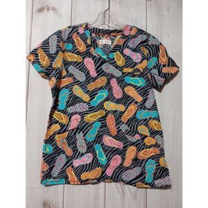 White Cross Scrub Top‎ Ladies Medium Animal Print Flip Flop